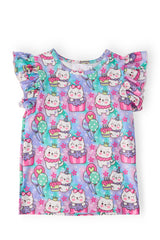 Time To Purr-ty S/S Ruffle Tee-Mila & Rose ®
