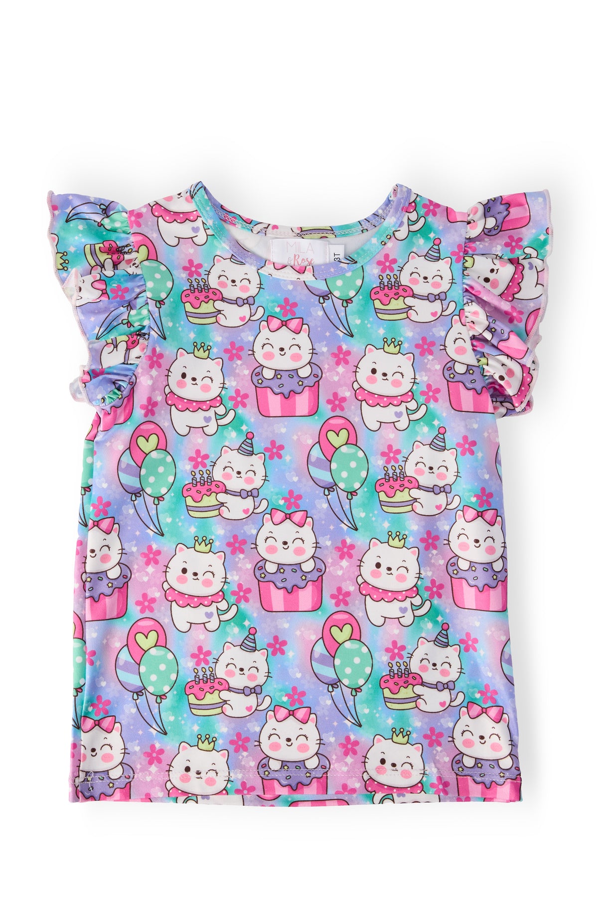 Time To Purr-ty S/S Ruffle Tee-Mila & Rose ®