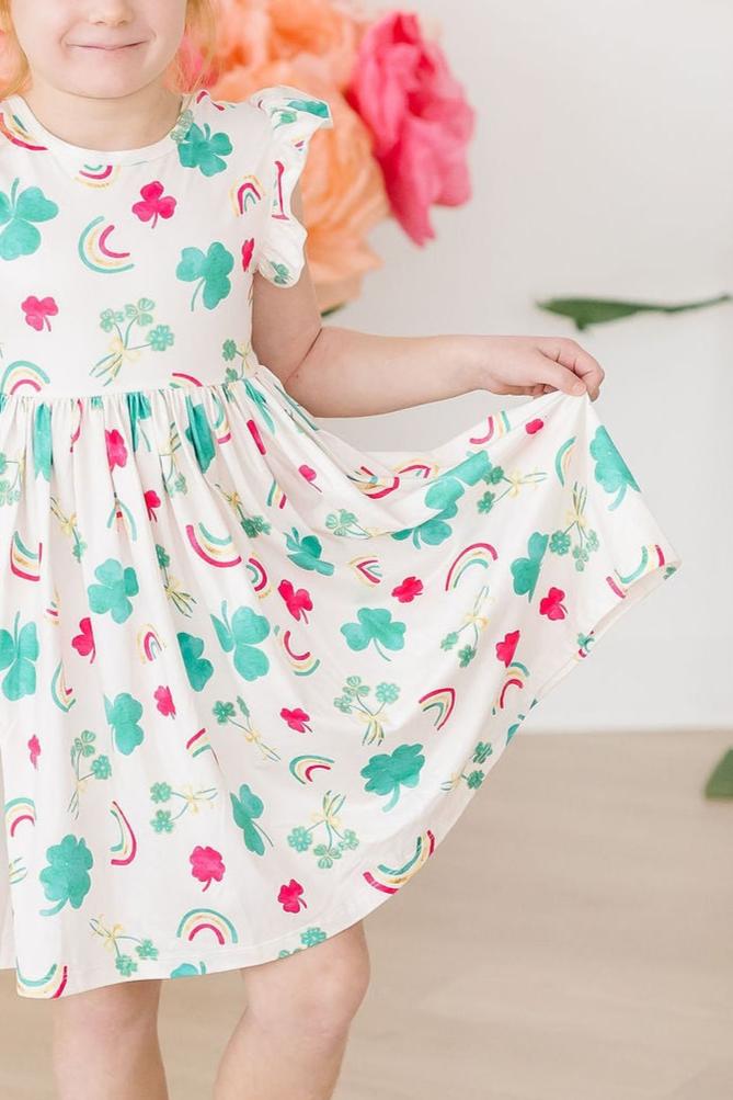 (V) Top of the Mornin' Flutter Sleeve Twirl Dress-Mila & Rose ®