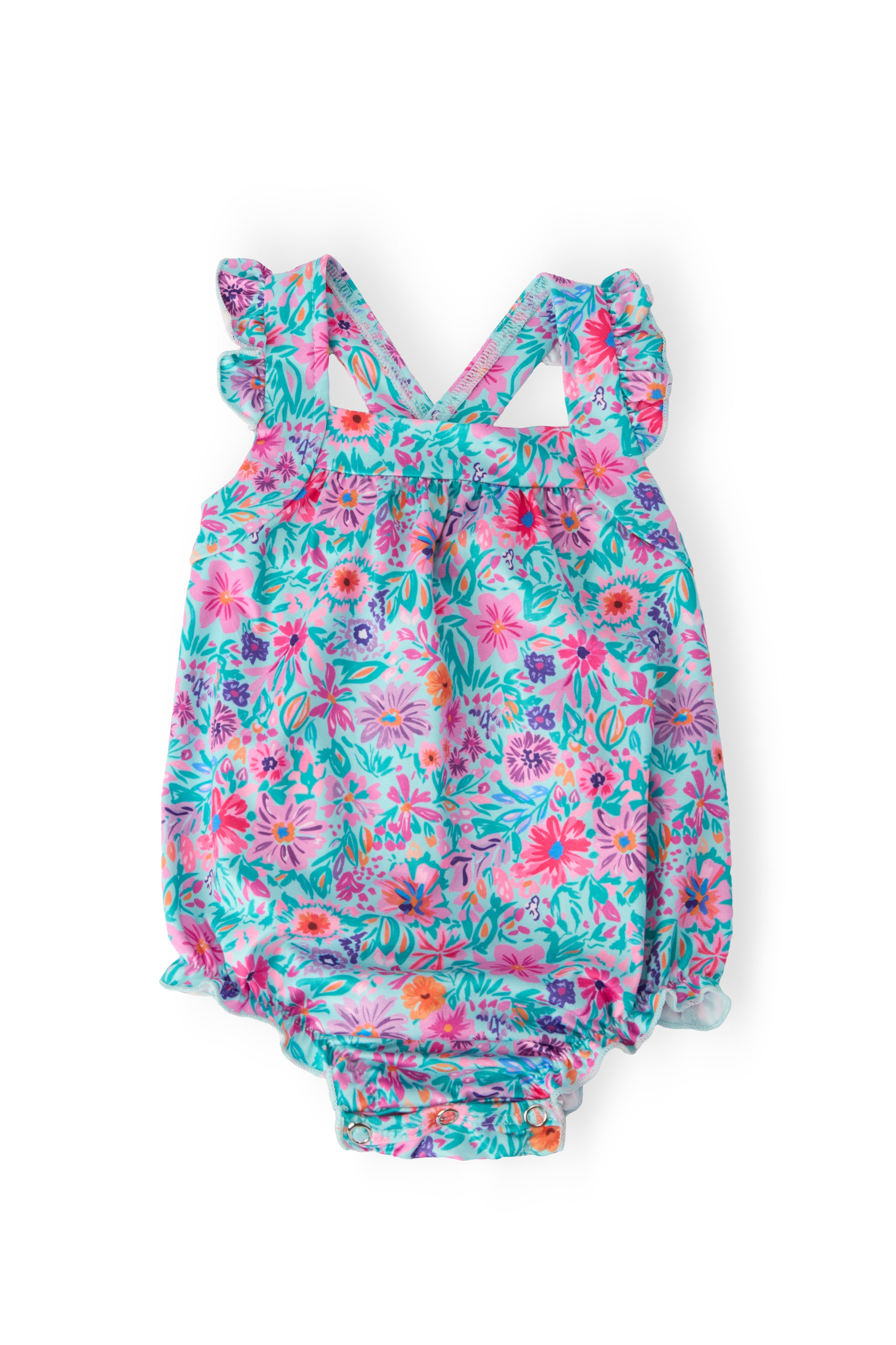 Tropical Garden Ruffle Cross Back Romper-Mila & Rose ®
