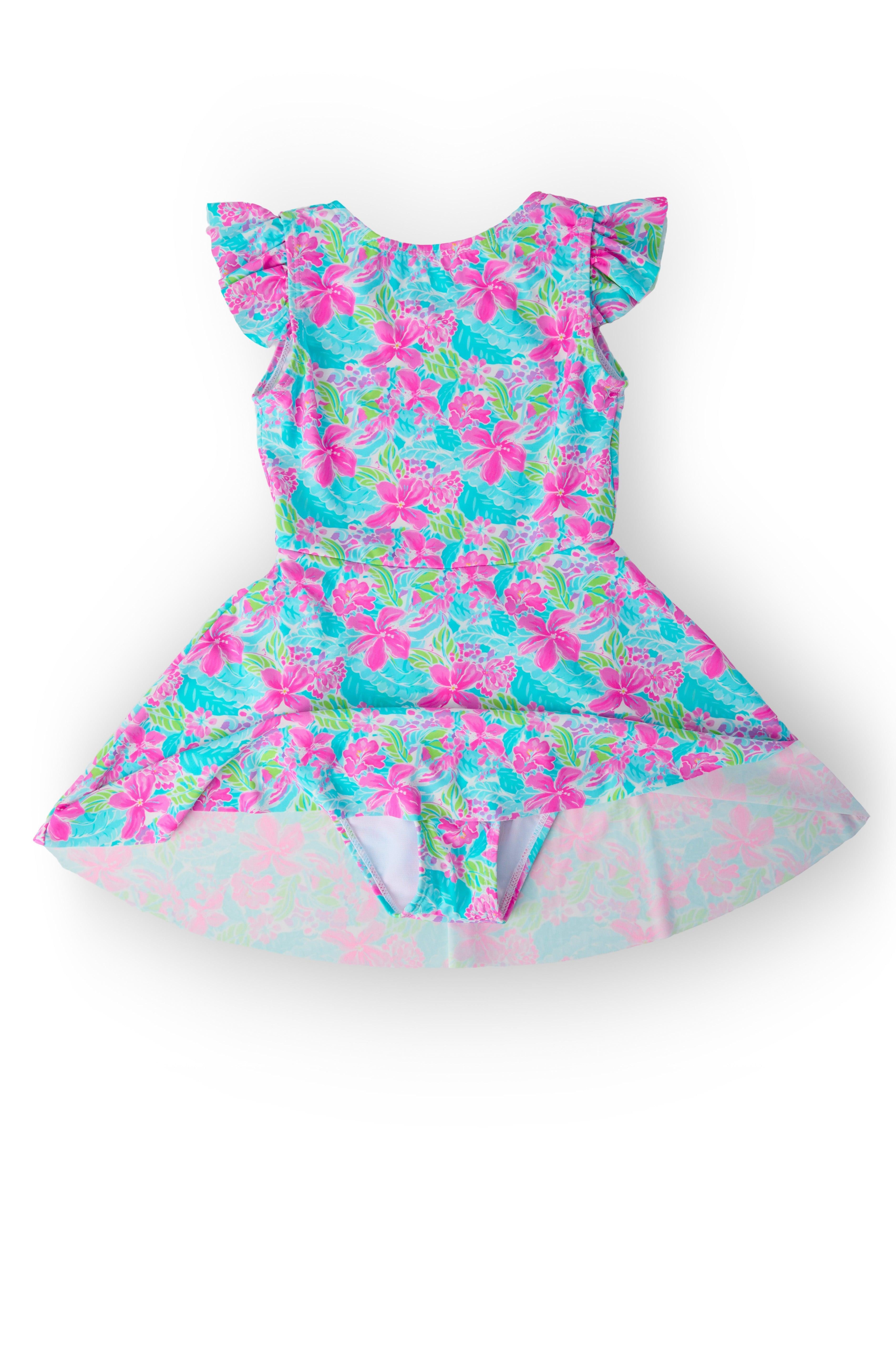 Tropical Punch Flutter Sleeve Twirl Swimsuit-Mila & Rose ®
