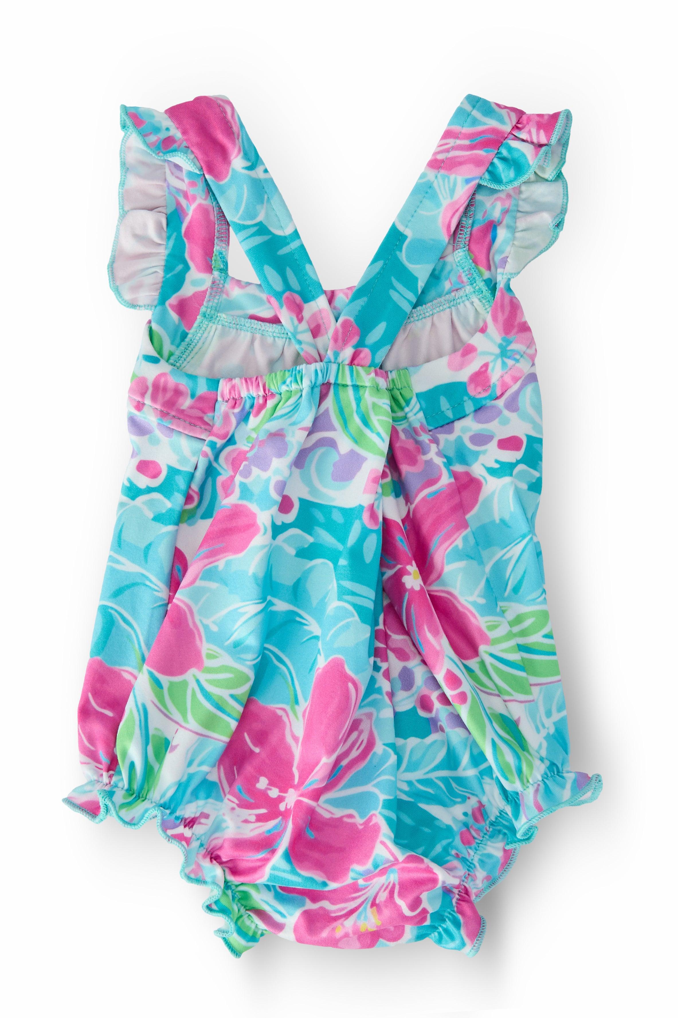 Tropical Punch Ruffle Cross Back Romper-Mila & Rose ®