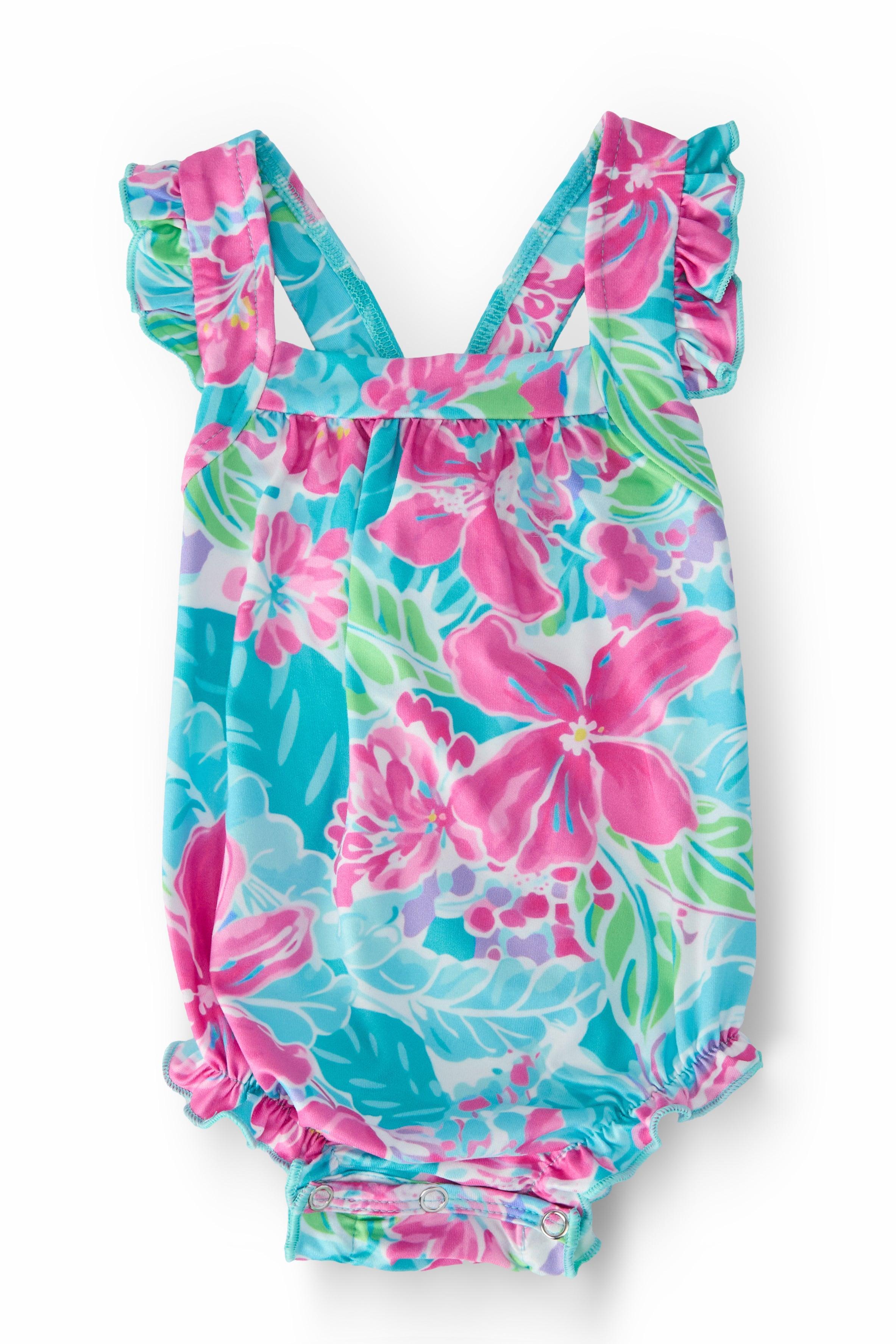 Tropical Punch Ruffle Cross Back Romper-Mila & Rose ®