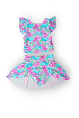 Tropical Punch Flutter Sleeve Twirl-kini Swimsuit Set-Mila & Rose ®