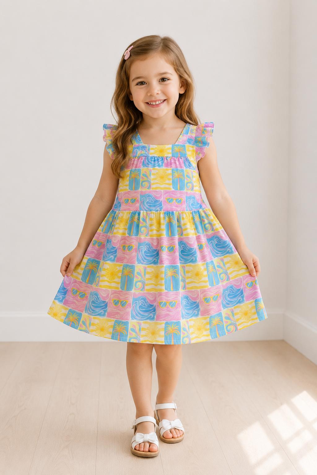 Girls' Ruffle Cross Back Dresses & Rompers