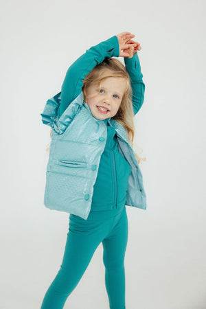 Turquoise Dot Puffer Vest-Mila & Rose ®