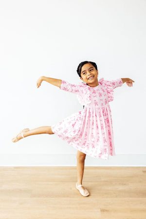 Twirling en Pointe 3/4 Sleeve Ruffle Twirl Dress-Mila & Rose ®