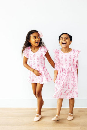 Twirling en Pointe 3/4 Sleeve Ruffle Twirl Dress-Mila & Rose ®