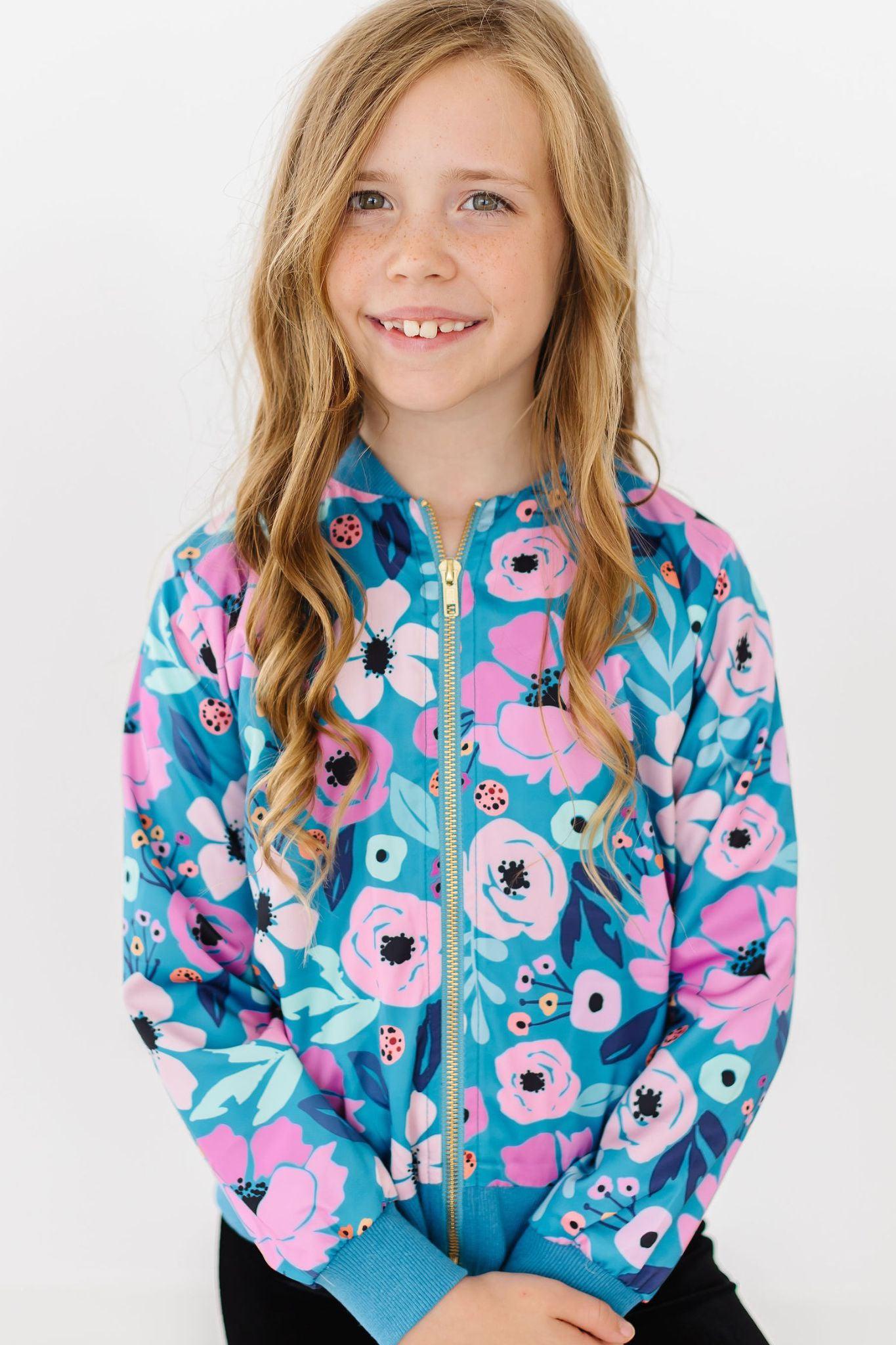 Twirling in Teal Satin Jacket-Mila & Rose ®