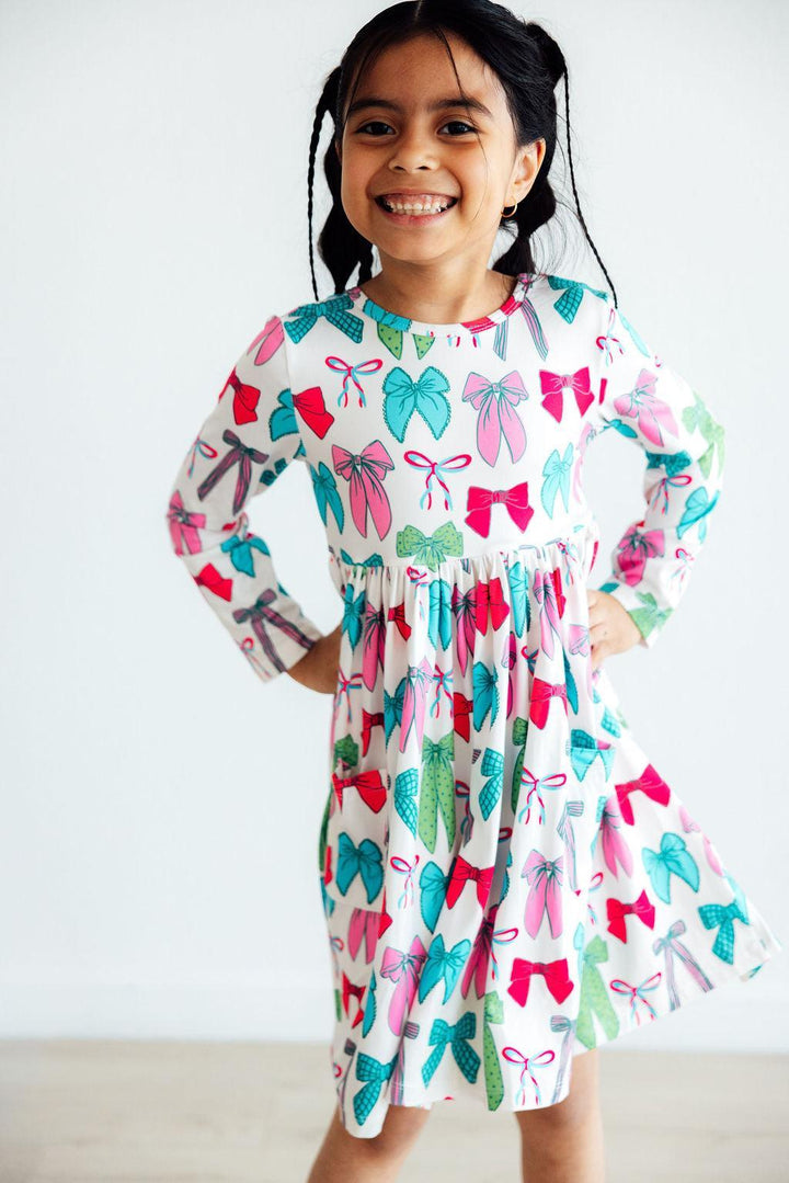 Twirls & Ties L/S Pocket Twirl Dress-Mila & Rose ®