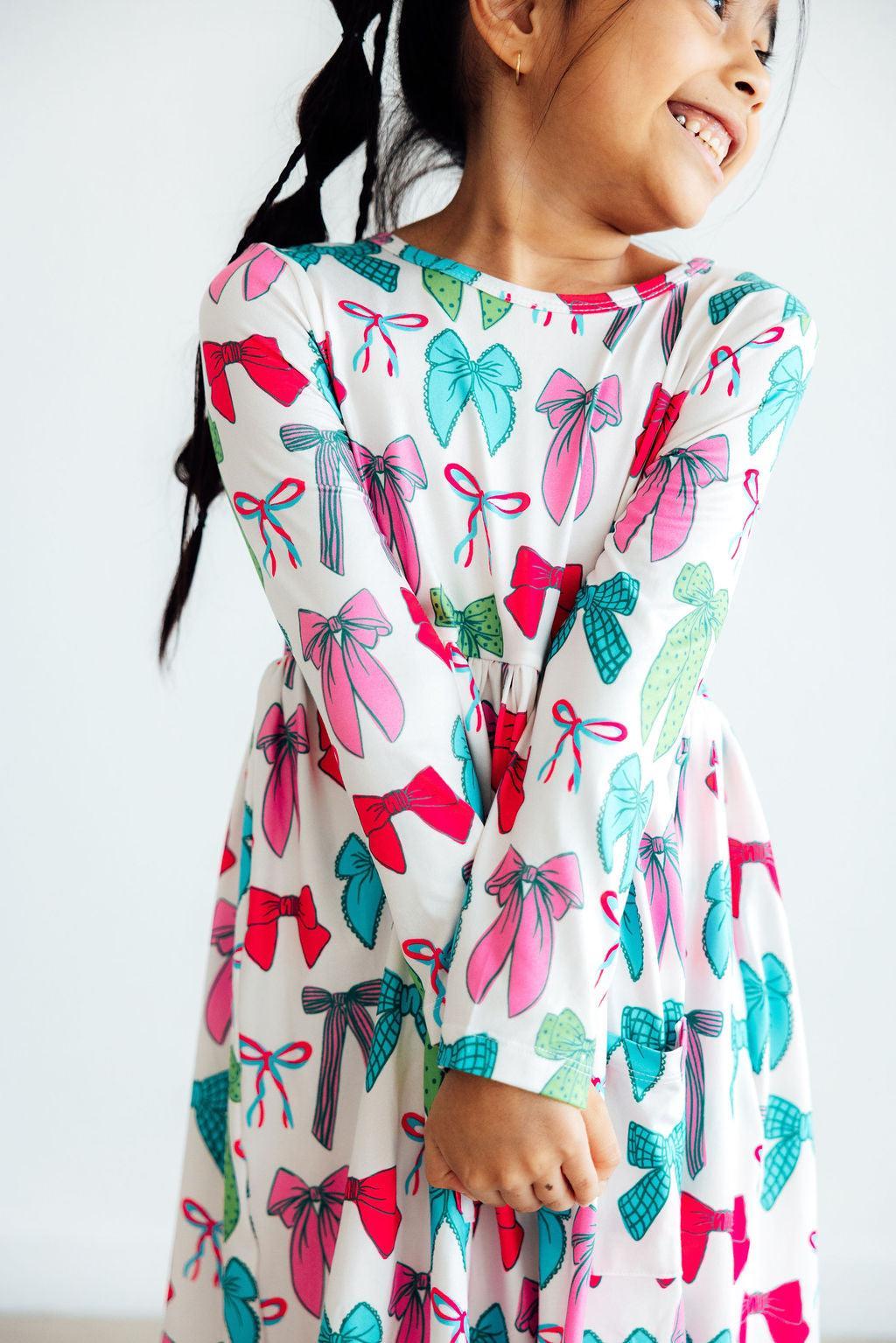 Twirls & Ties L/S Pocket Twirl Dress-Mila & Rose ®
