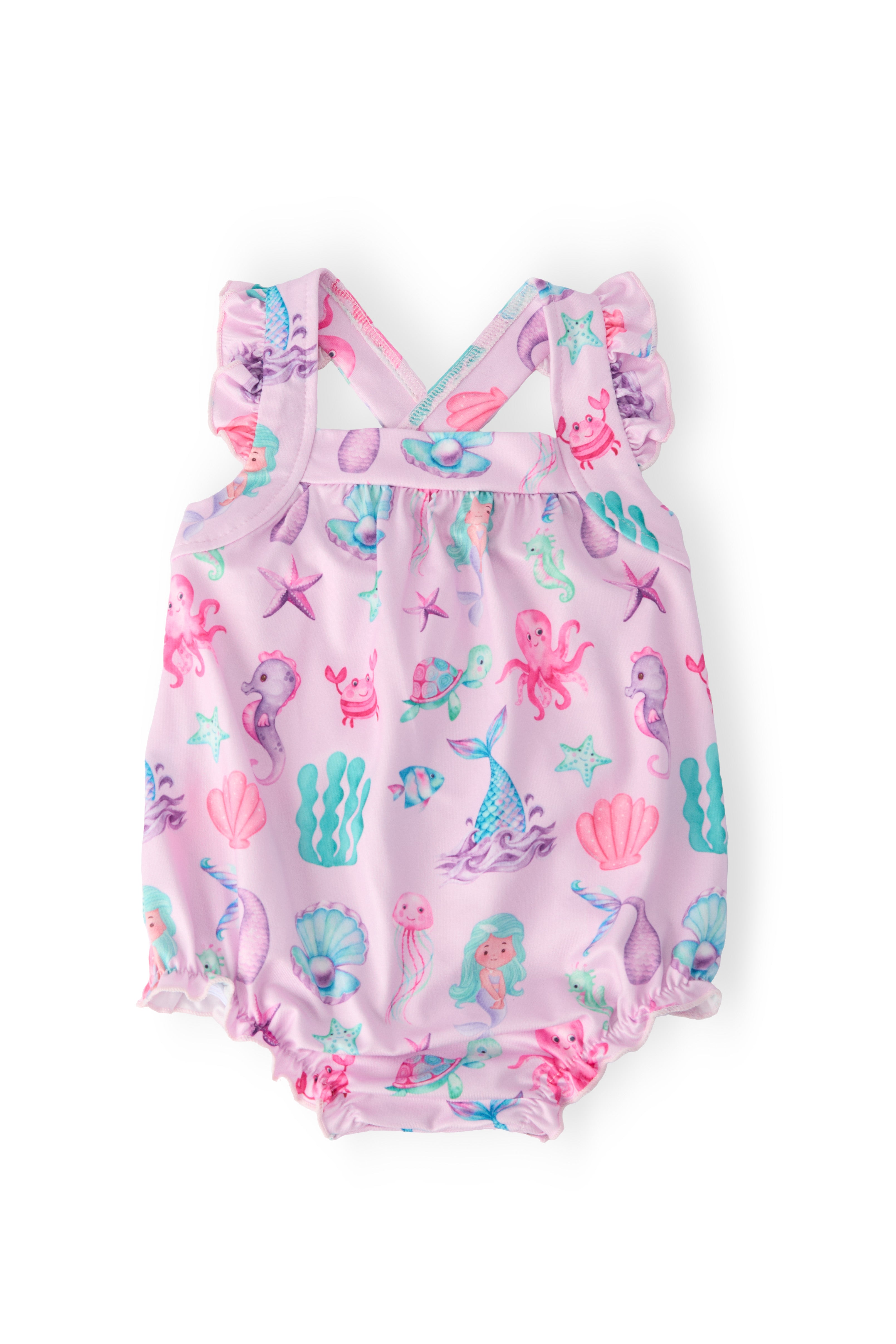 Under the Sea Ruffle Cross Back Romper-Mila & Rose ®