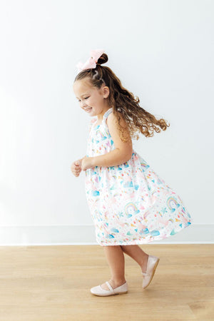 Unicorn Kisses Ruffle Cross Back Dress-Mila & Rose ®