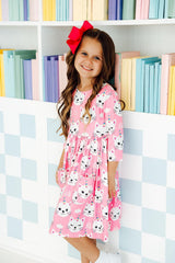 Unicorn Kitties 3/4 Sleeve Pocket Twirl Dress-Mila & Rose ®