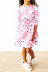 Unicorn Kitties 3/4 Sleeve Pocket Twirl Dress-Mila & Rose ®