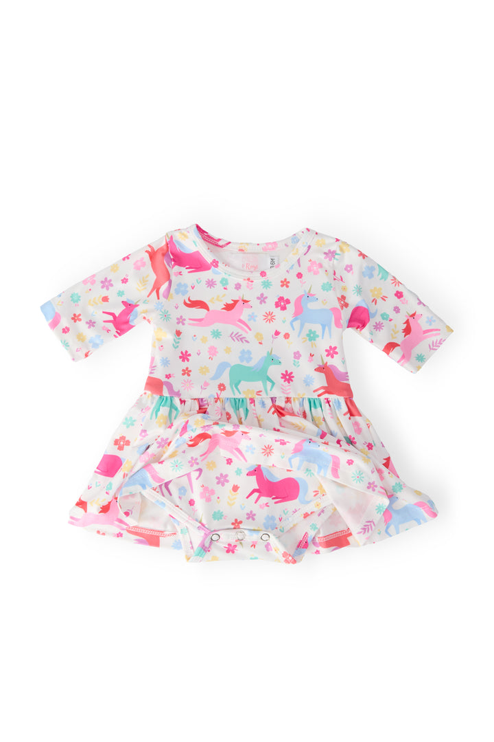 Unicorn Wish 3/4 Sleeve Twirl Bodysuit-Mila & Rose ®