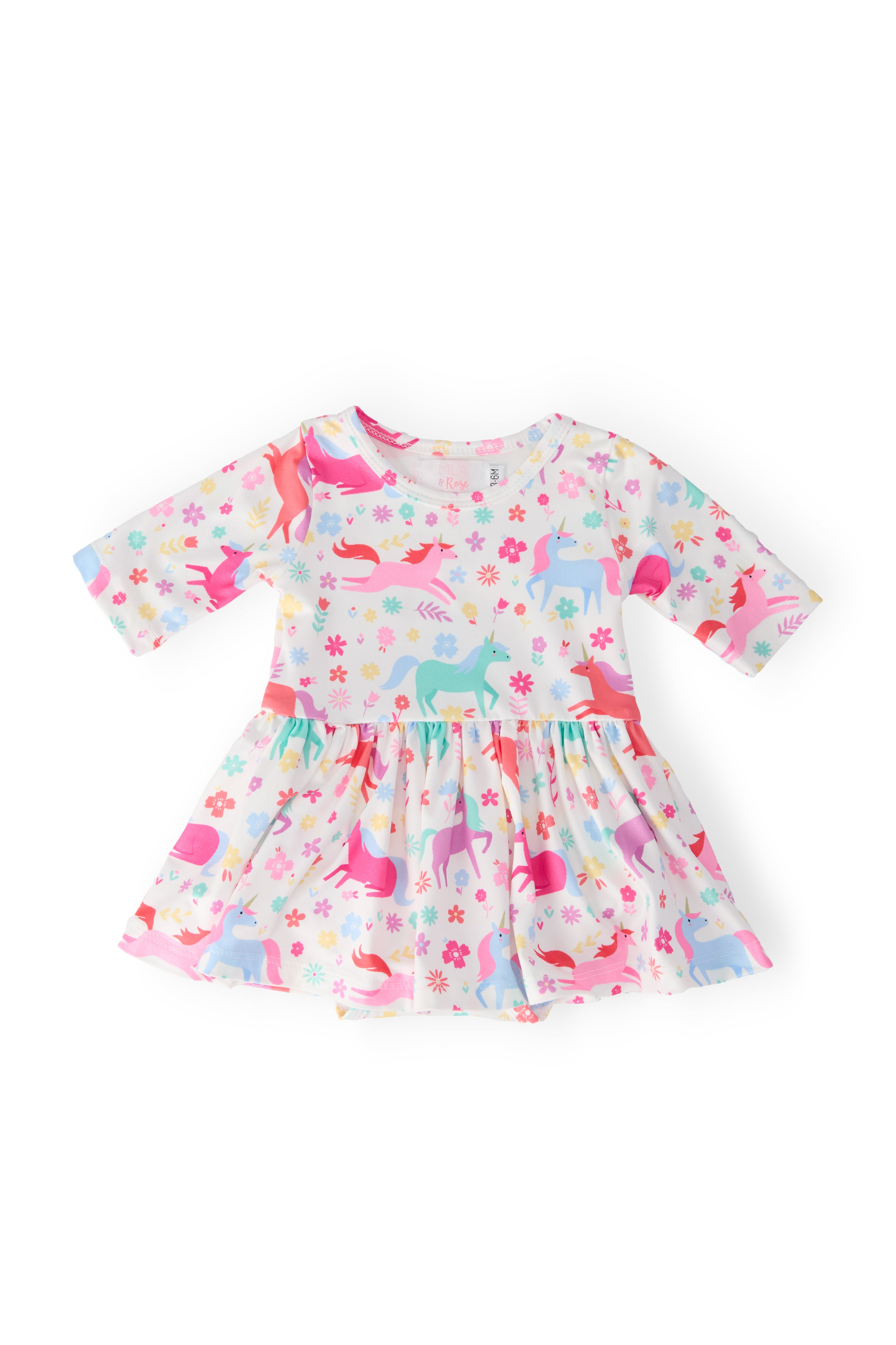 Unicorn Wish 3/4 Sleeve Twirl Bodysuit-Mila & Rose ®