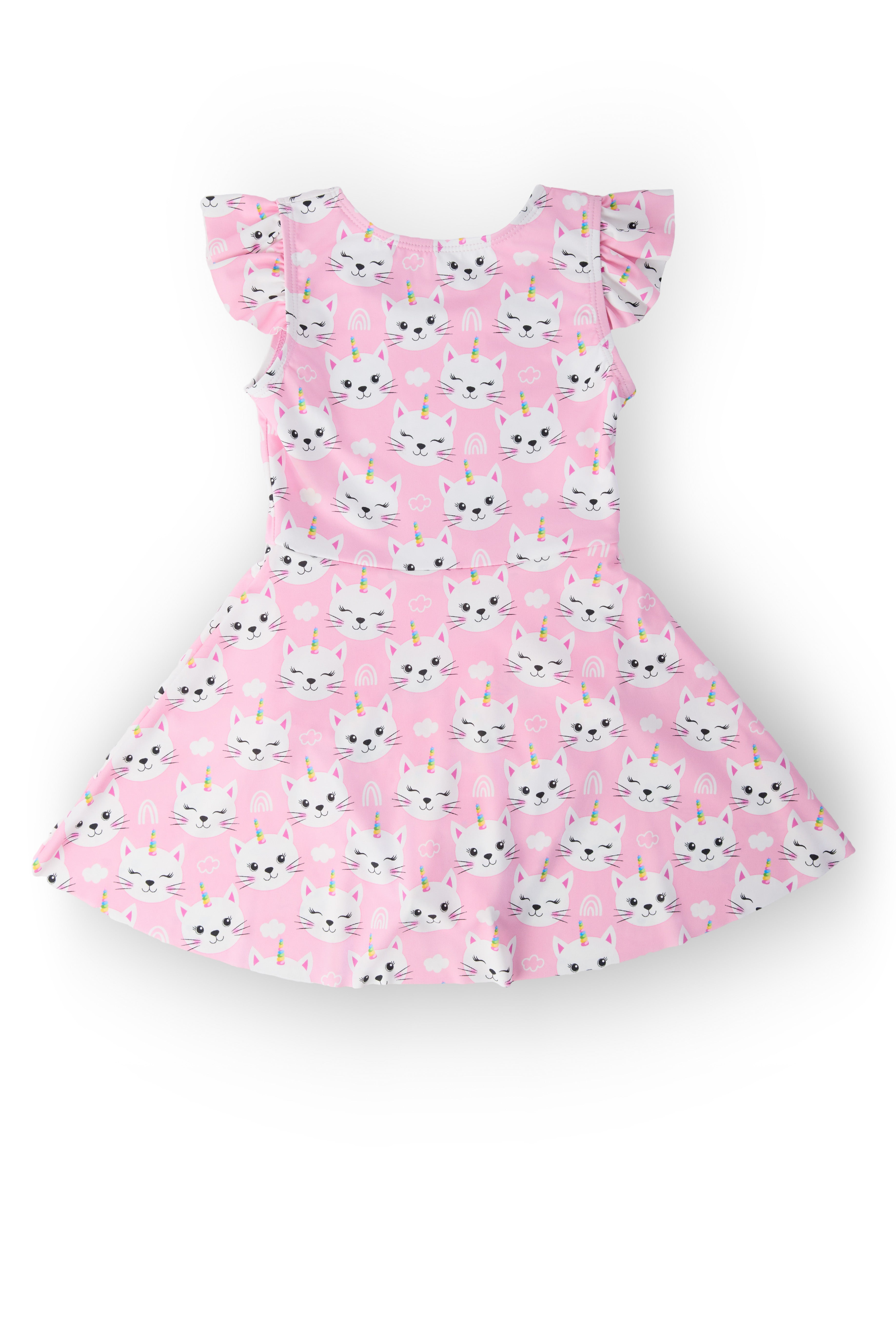 Unicorn Kitties Flutter Sleeve Twirl Swimsuit-Mila & Rose ®