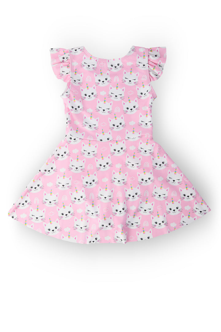 Unicorn Kitties Flutter Sleeve Twirl Swimsuit-Mila & Rose ®