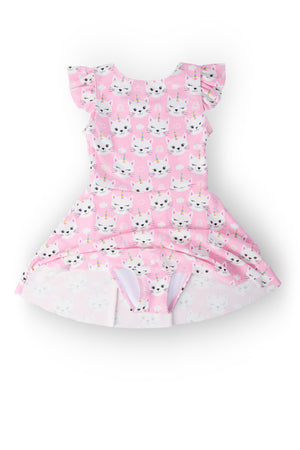 Unicorn Kitties Flutter Sleeve Twirl Swimsuit-Mila & Rose ®