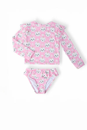 Unicorn Kitties L/S Flutter Rashguard Swimsuit Set-Mila & Rose ®