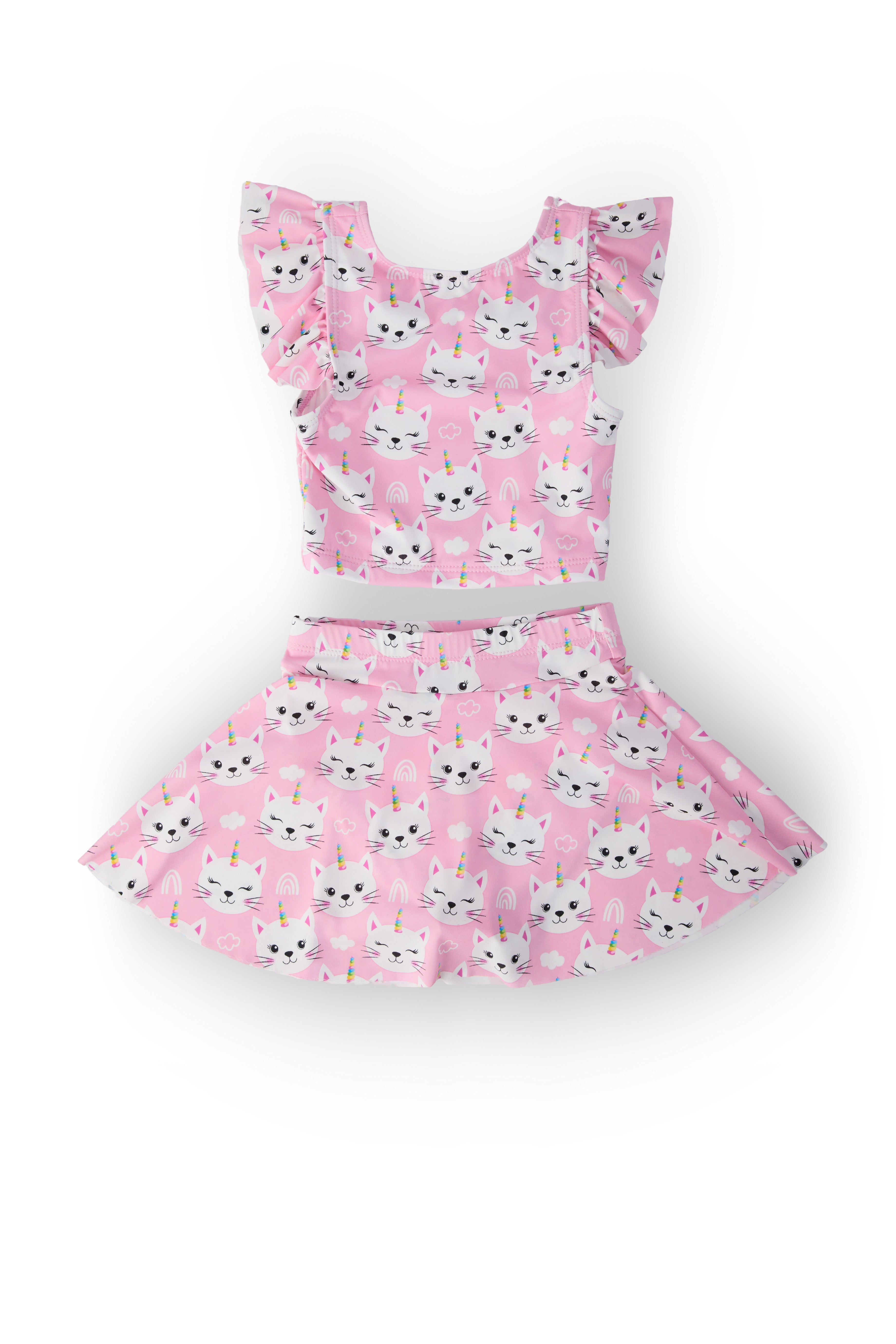 Unicorn Kitties Flutter Sleeve Twirl-kini Swimsuit Set-Mila & Rose ®