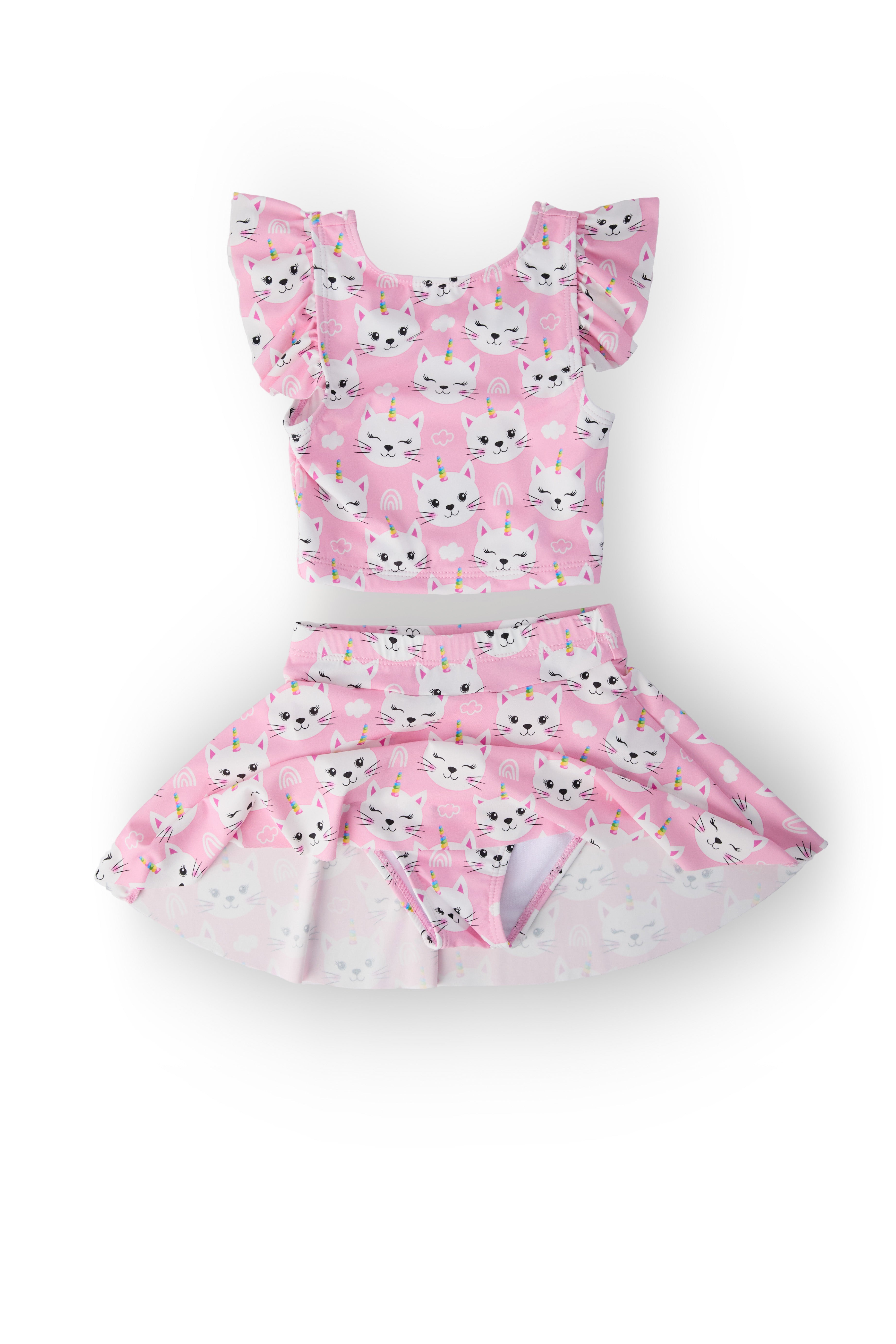 Unicorn Kitties Flutter Sleeve Twirl-kini Swimsuit Set-Mila & Rose ®