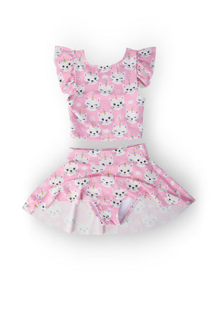 Unicorn Kitties Flutter Sleeve Twirl-kini Swimsuit Set-Mila & Rose ®