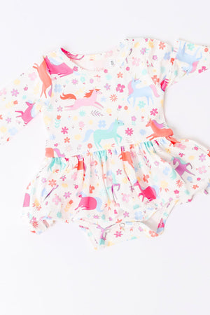 Unicorn Wish 3/4 Sleeve Twirl Bodysuit-Mila & Rose ®
