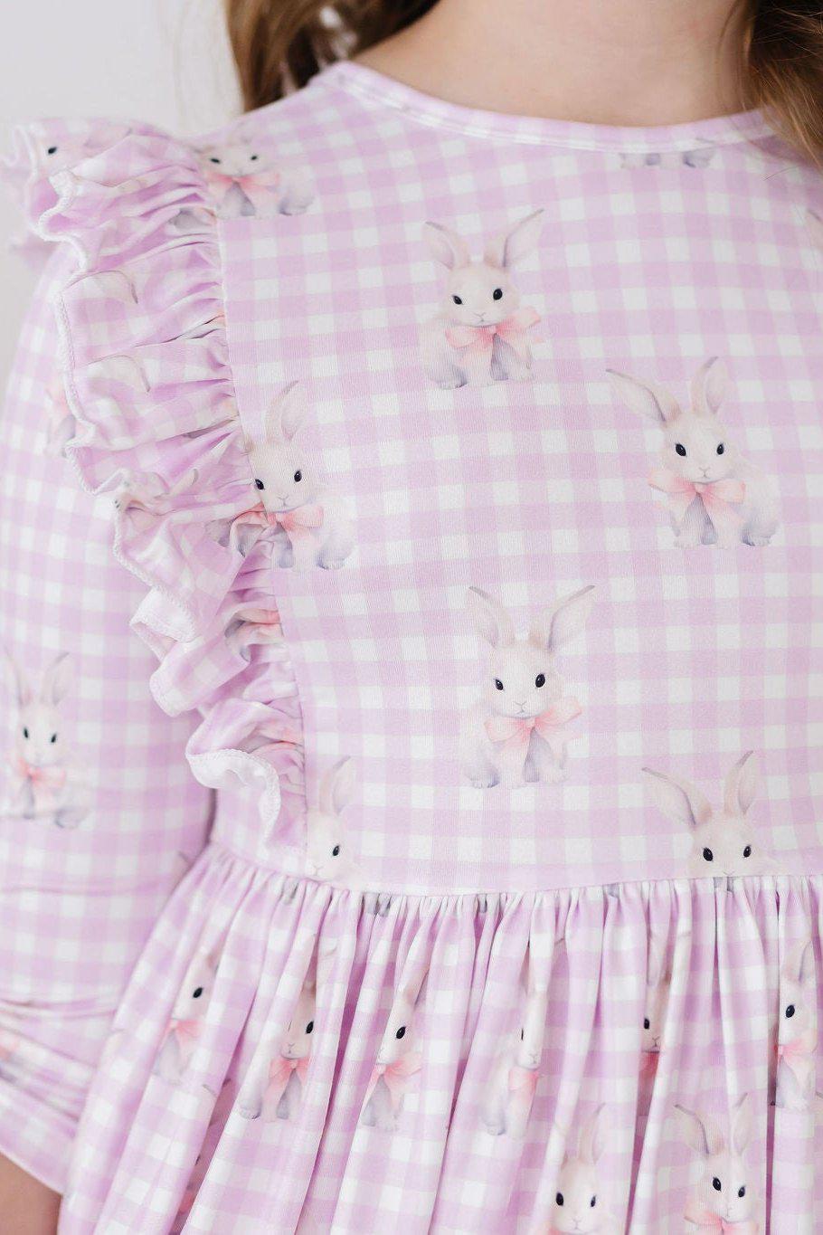 (V) Baby Bunnies 3/4 Sleeve Ruffle Twirl Dress-Mila & Rose ®