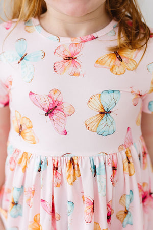 (V) Butterfly Kisses S/S Pocket Twirl Dress-Mila & Rose ®