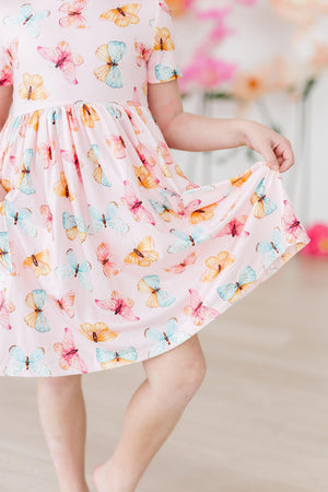 (V) Butterfly Kisses S/S Pocket Twirl Dress-Mila & Rose ®