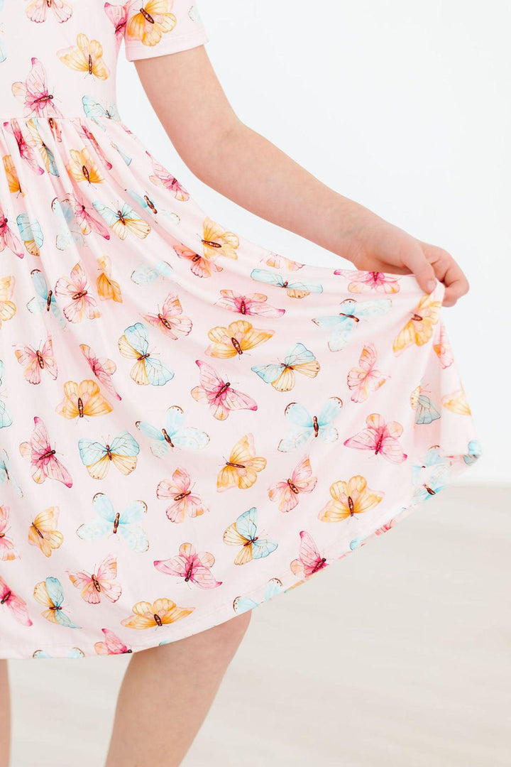 (V) Butterfly Kisses S/S Pocket Twirl Dress-Mila & Rose ®
