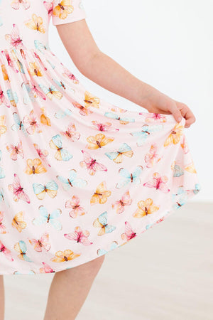 (V) Butterfly Kisses S/S Pocket Twirl Dress-Mila & Rose ®