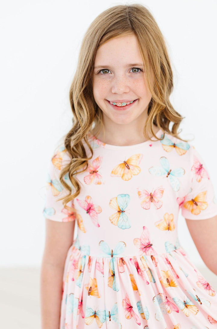 (V) Butterfly Kisses S/S Pocket Twirl Dress-Mila & Rose ®