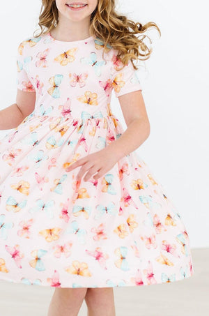 (V) Butterfly Kisses S/S Pocket Twirl Dress-Mila & Rose ®