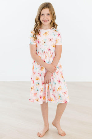 (V) Butterfly Kisses S/S Pocket Twirl Dress-Mila & Rose ®