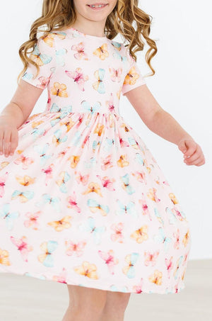 (V) Butterfly Kisses S/S Pocket Twirl Dress-Mila & Rose ®