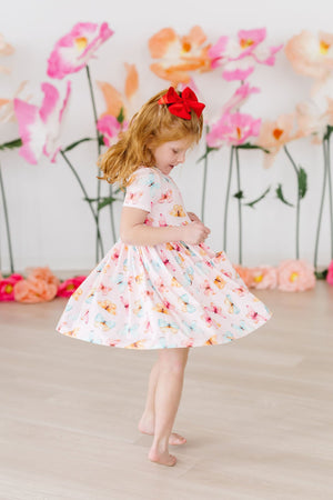 (V) Butterfly Kisses S/S Pocket Twirl Dress-Mila & Rose ®