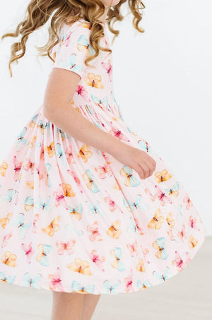 (V) Butterfly Kisses S/S Pocket Twirl Dress-Mila & Rose ®