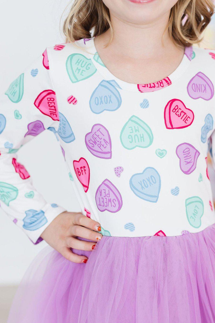 (V) Candy Hearts L/S Tutu Dress-Mila & Rose ®