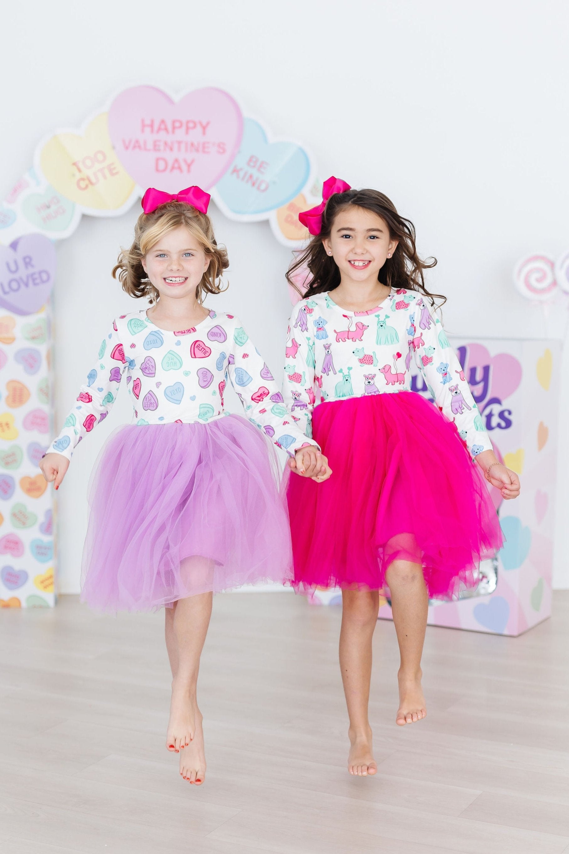 (V) Candy Hearts L/S Tutu Dress-Mila & Rose ®