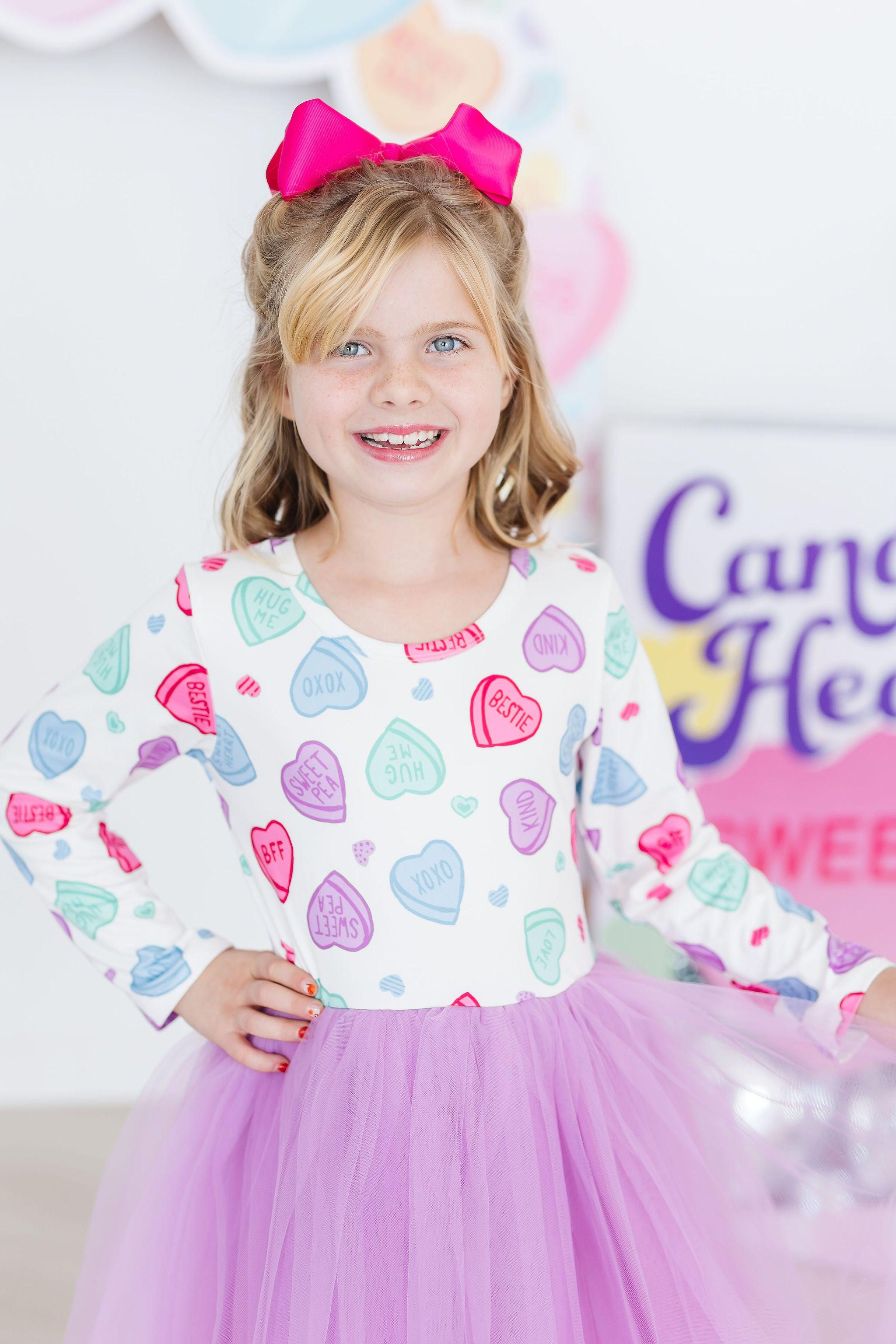 (V) Candy Hearts L/S Tutu Dress-Mila & Rose ®