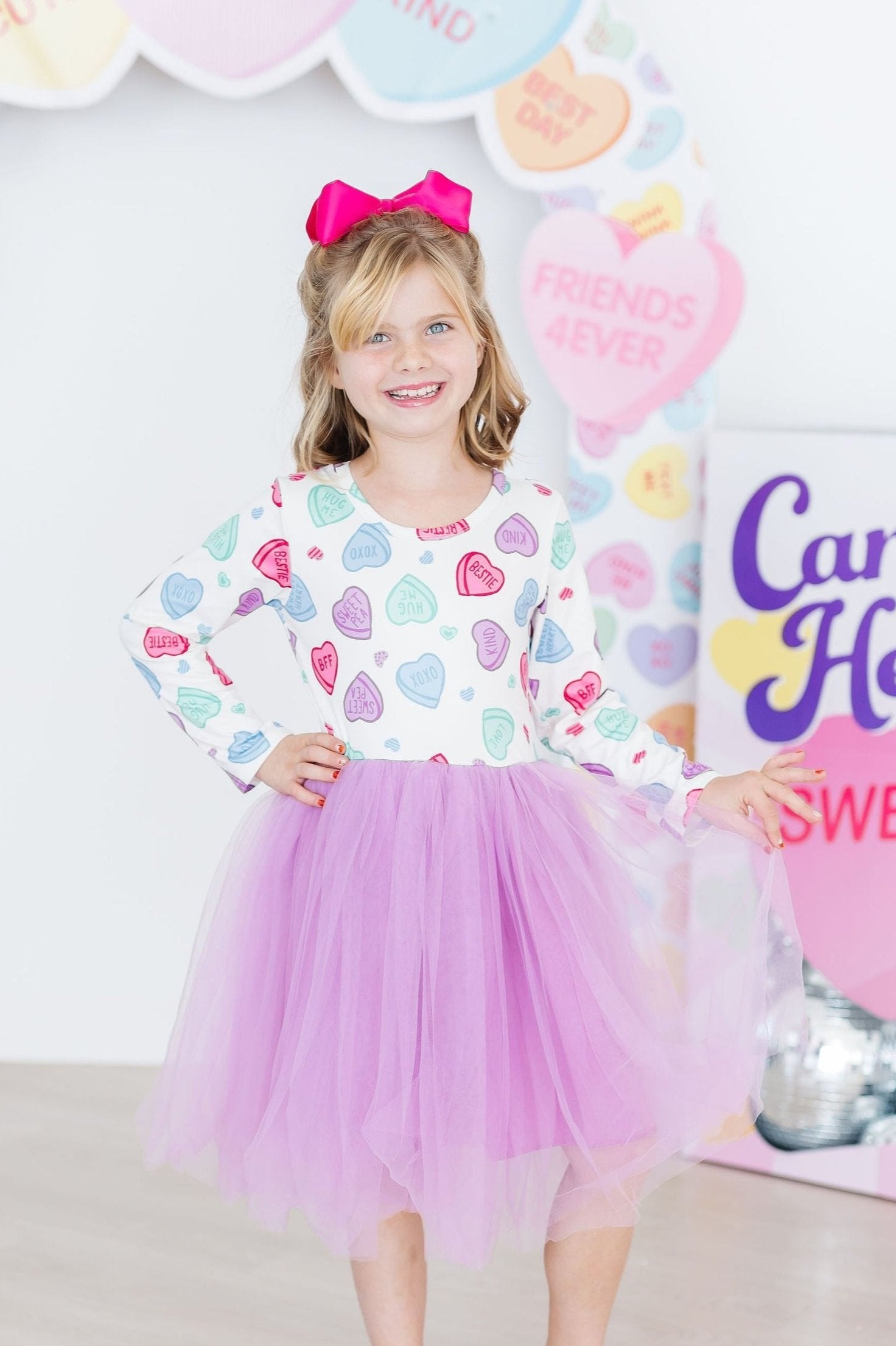 (V) Candy Hearts L/S Tutu Dress-Mila & Rose ®
