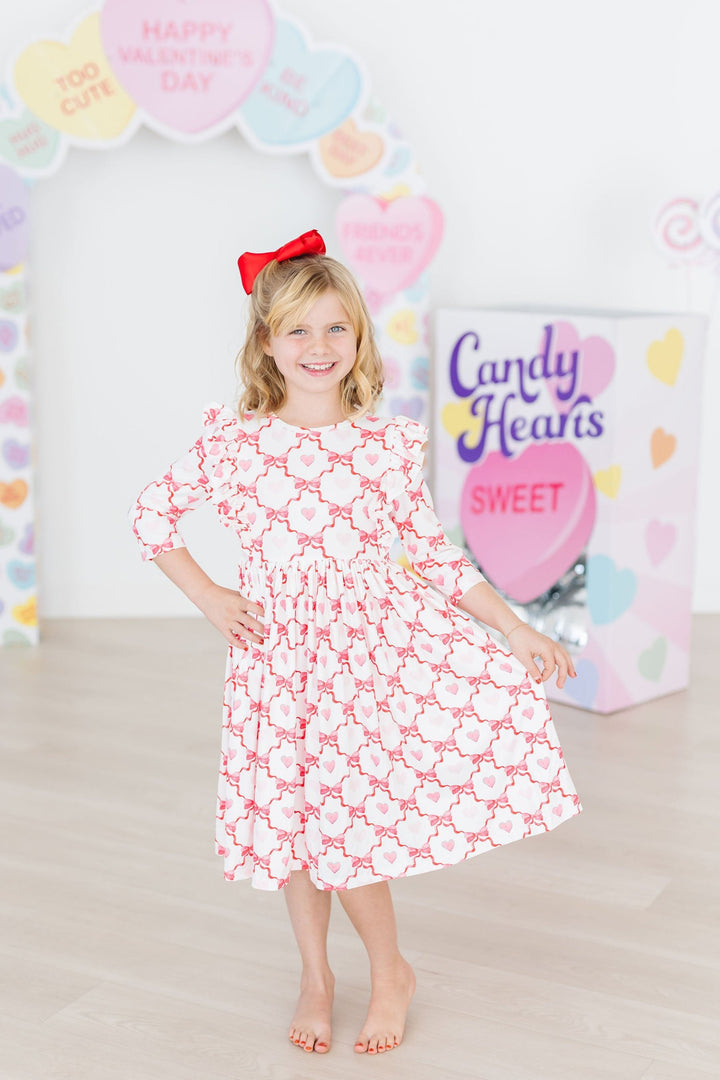 (V) Lovebug 3/4 Sleeve Ruffle Twirl Dress-Mila & Rose ®