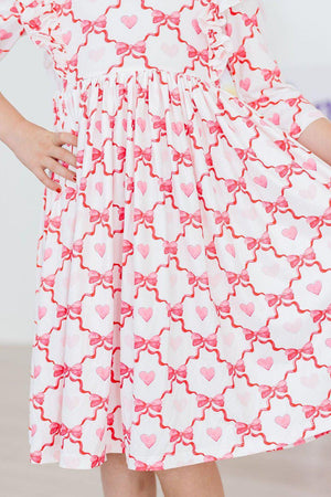 (V) Lovebug 3/4 Sleeve Ruffle Twirl Dress-Mila & Rose ®