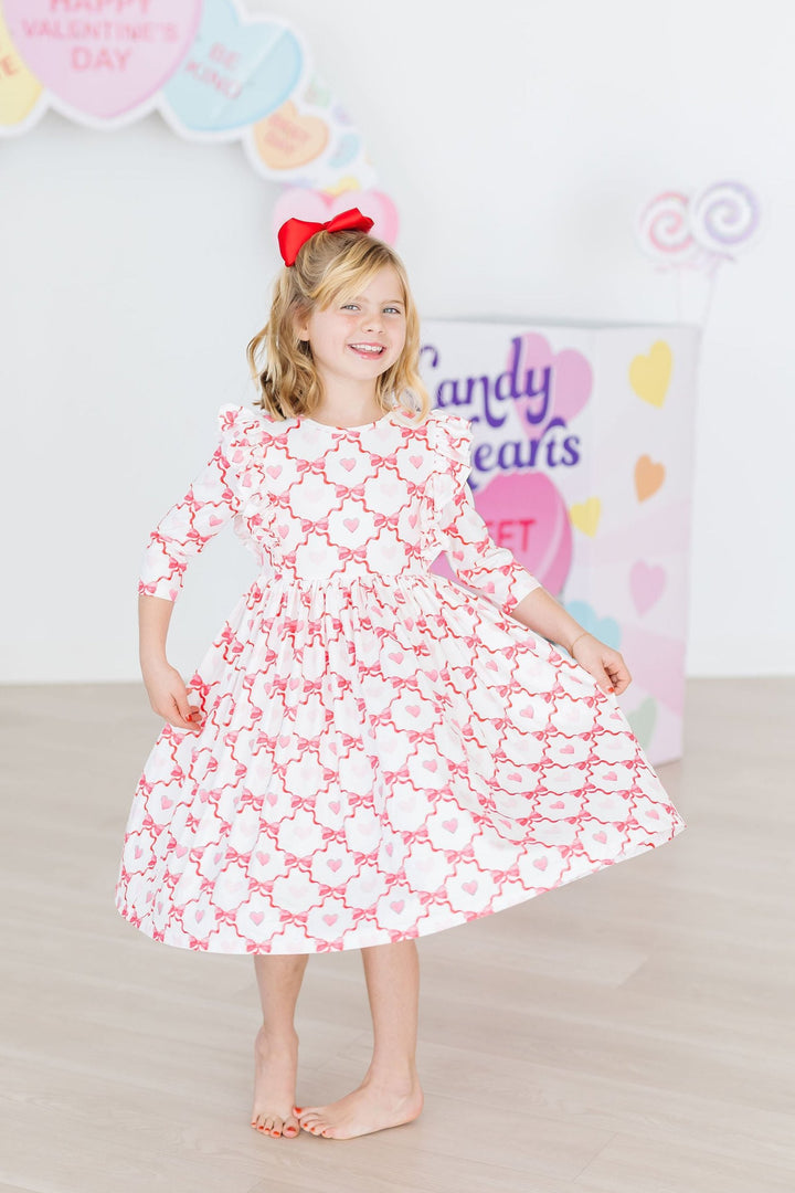 (V) Lovebug 3/4 Sleeve Ruffle Twirl Dress-Mila & Rose ®