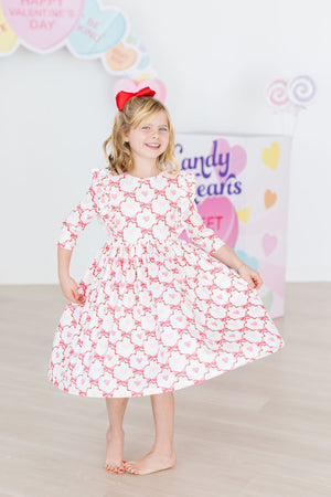 (V) Lovebug 3/4 Sleeve Ruffle Twirl Dress-Mila & Rose ®
