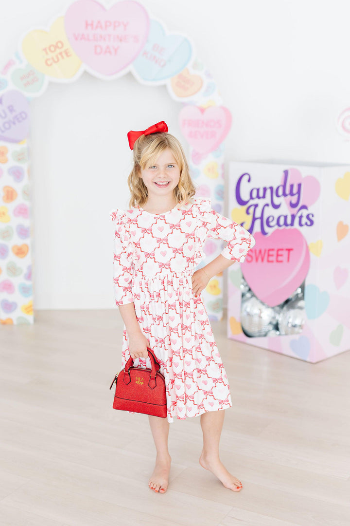 (V) Lovebug 3/4 Sleeve Ruffle Twirl Dress-Mila & Rose ®
