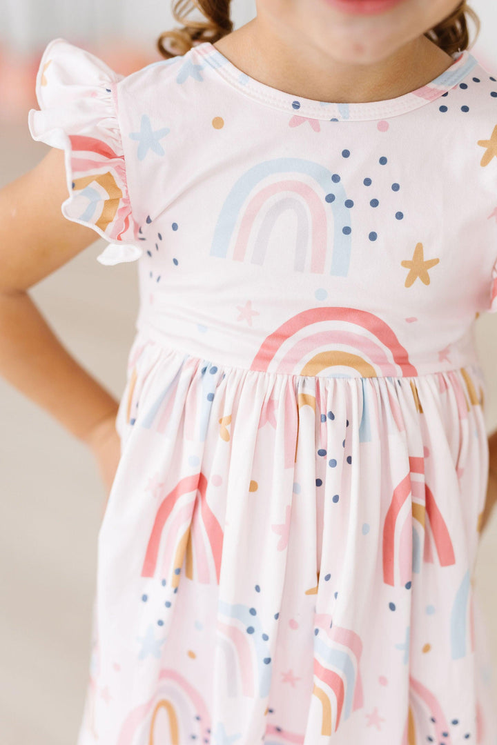 (V) Over the Rainbow Flutter Sleeve Twirl Dress-Mila & Rose ®
